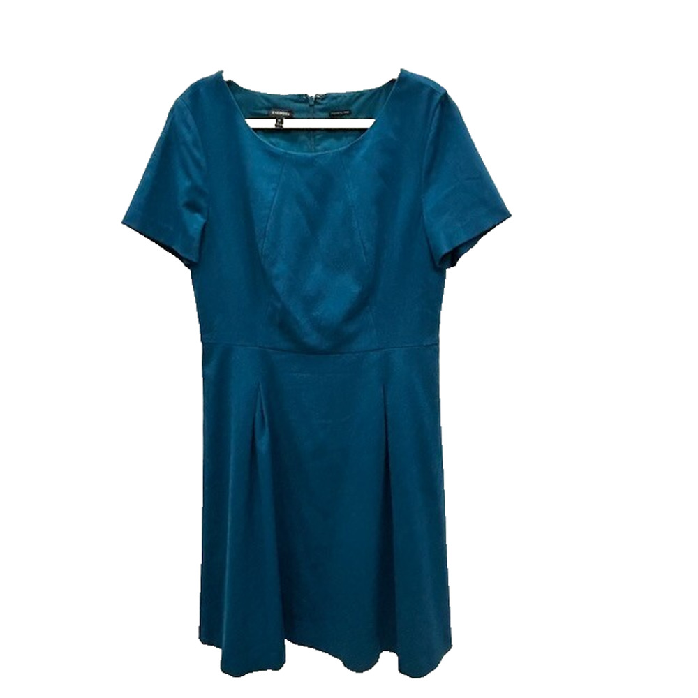 Talbots Women's Italian Flannel Fit & Flare Midi Dress Short Sleeve Blue Size 10